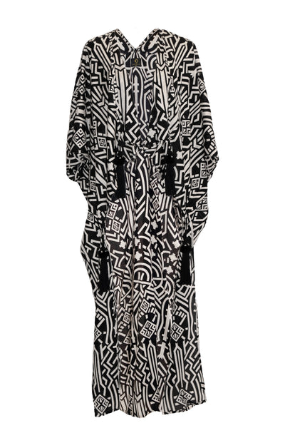 Zuri Kaftan Robe - Black & Cream