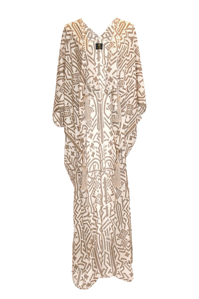 Zuri Kaftan Robe - Khaki & Cream