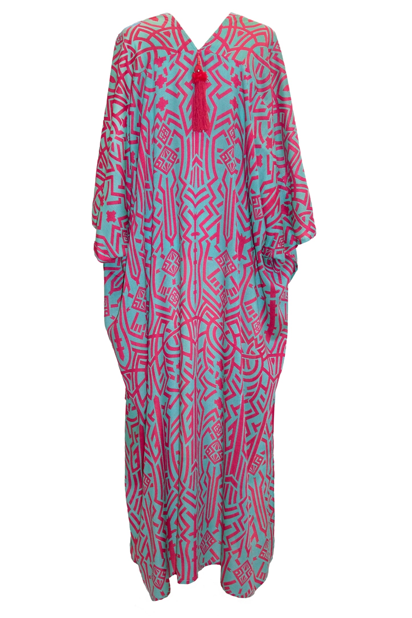 Zuri Kaftan Robe - Aqua & Pink