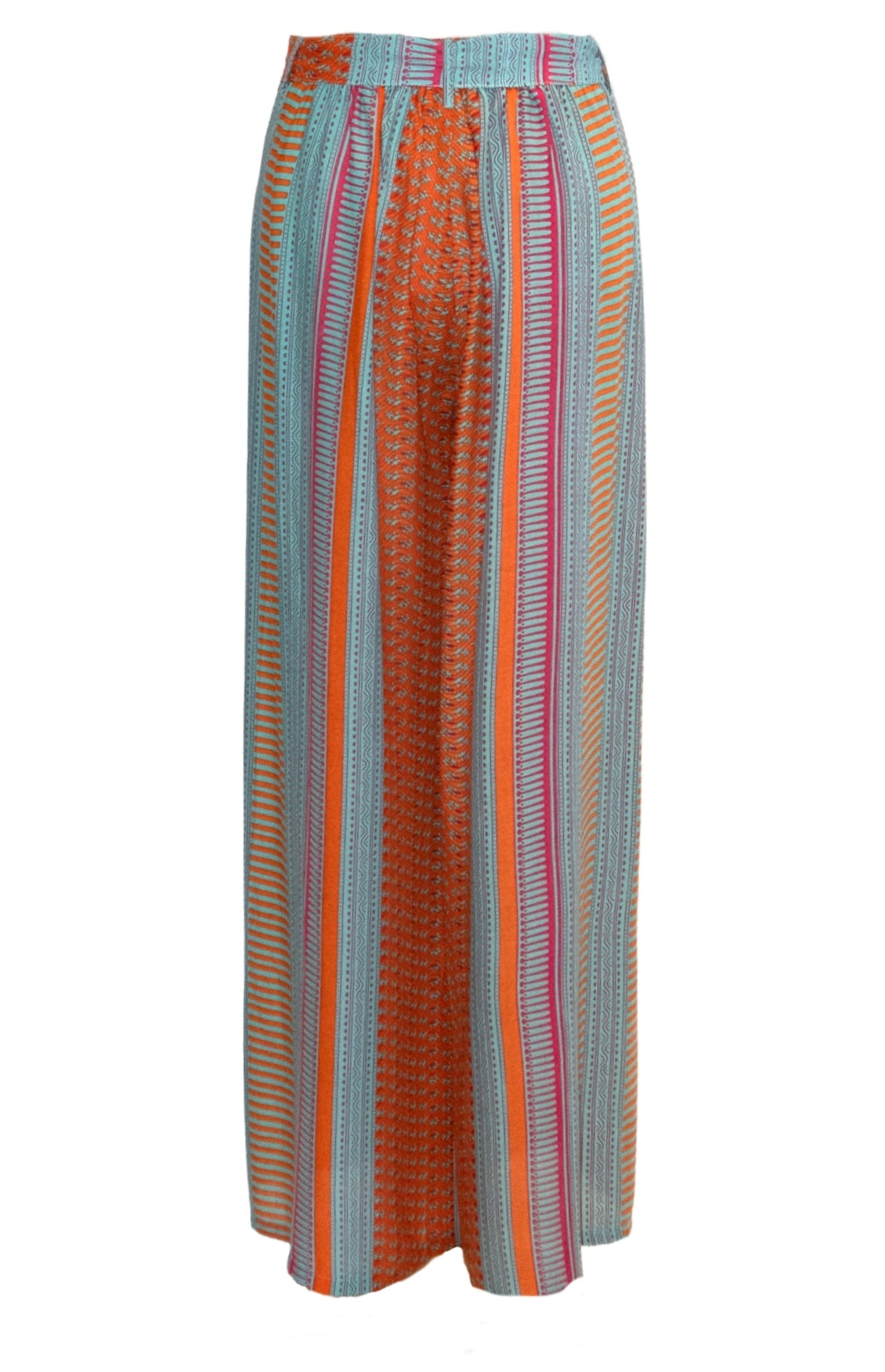 Anya Wide-Leg Tassel Trousers - Aqua & Orange