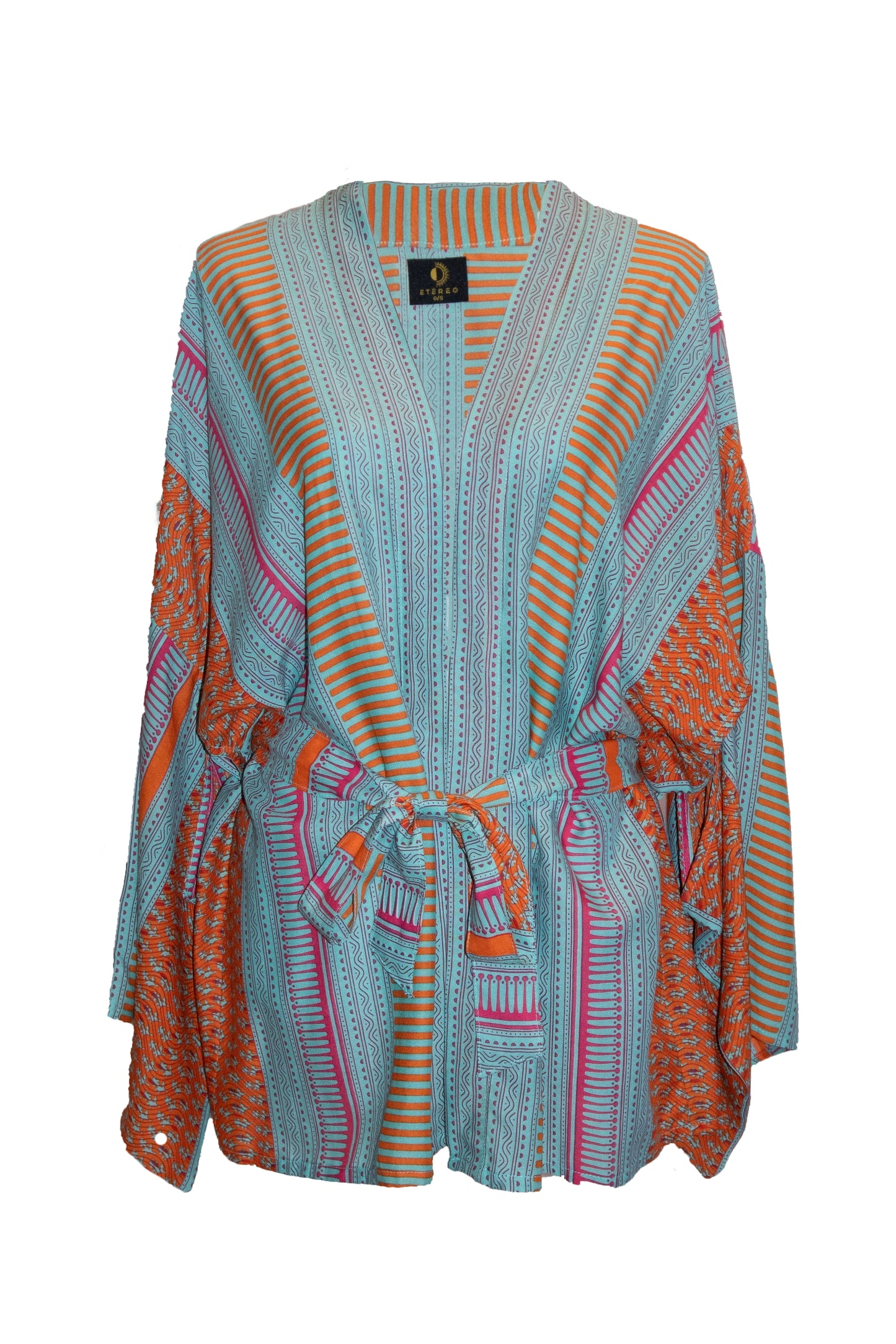 Anya Kimono Top - Aqua & Orange