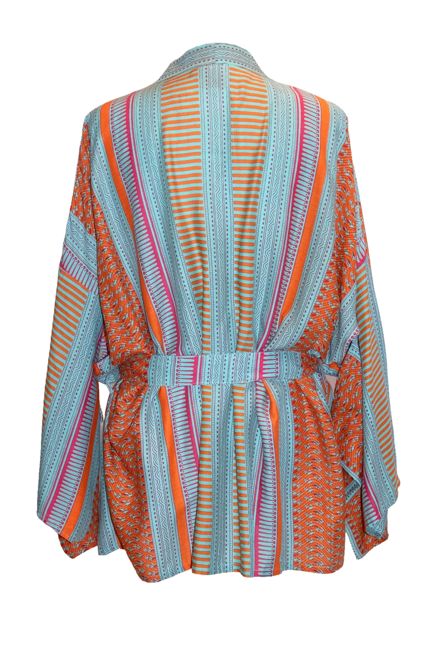 Anya Kimono Top - Aqua & Orange