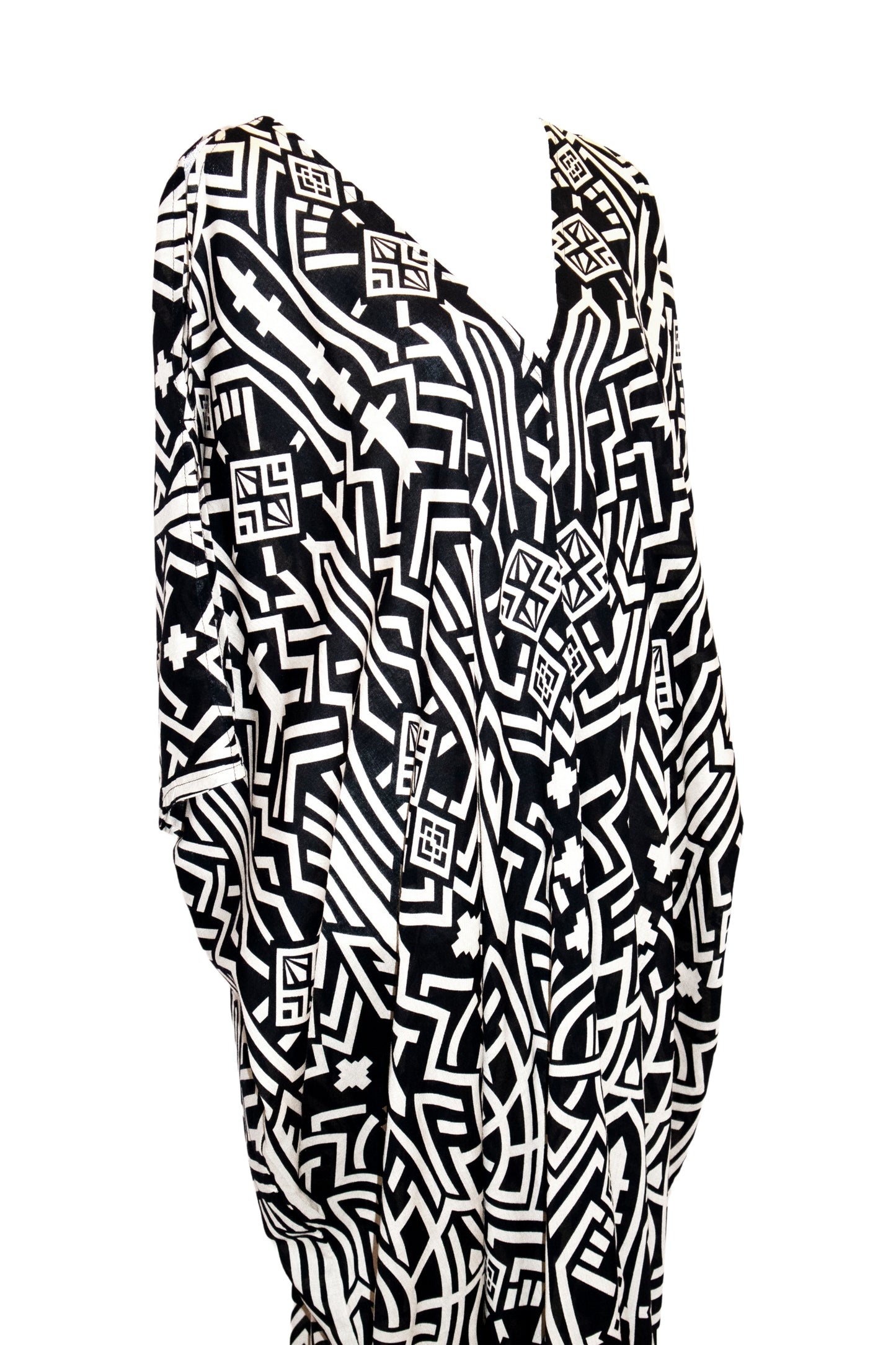 Zuri Kaftan Maxi Dress - Black & Cream