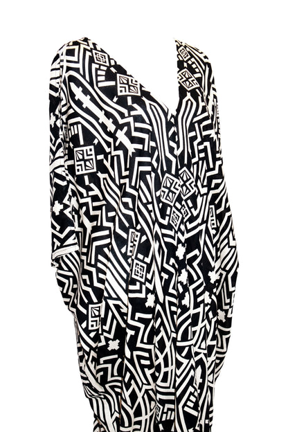Zuri Kaftan Maxi Dress - Black & Cream