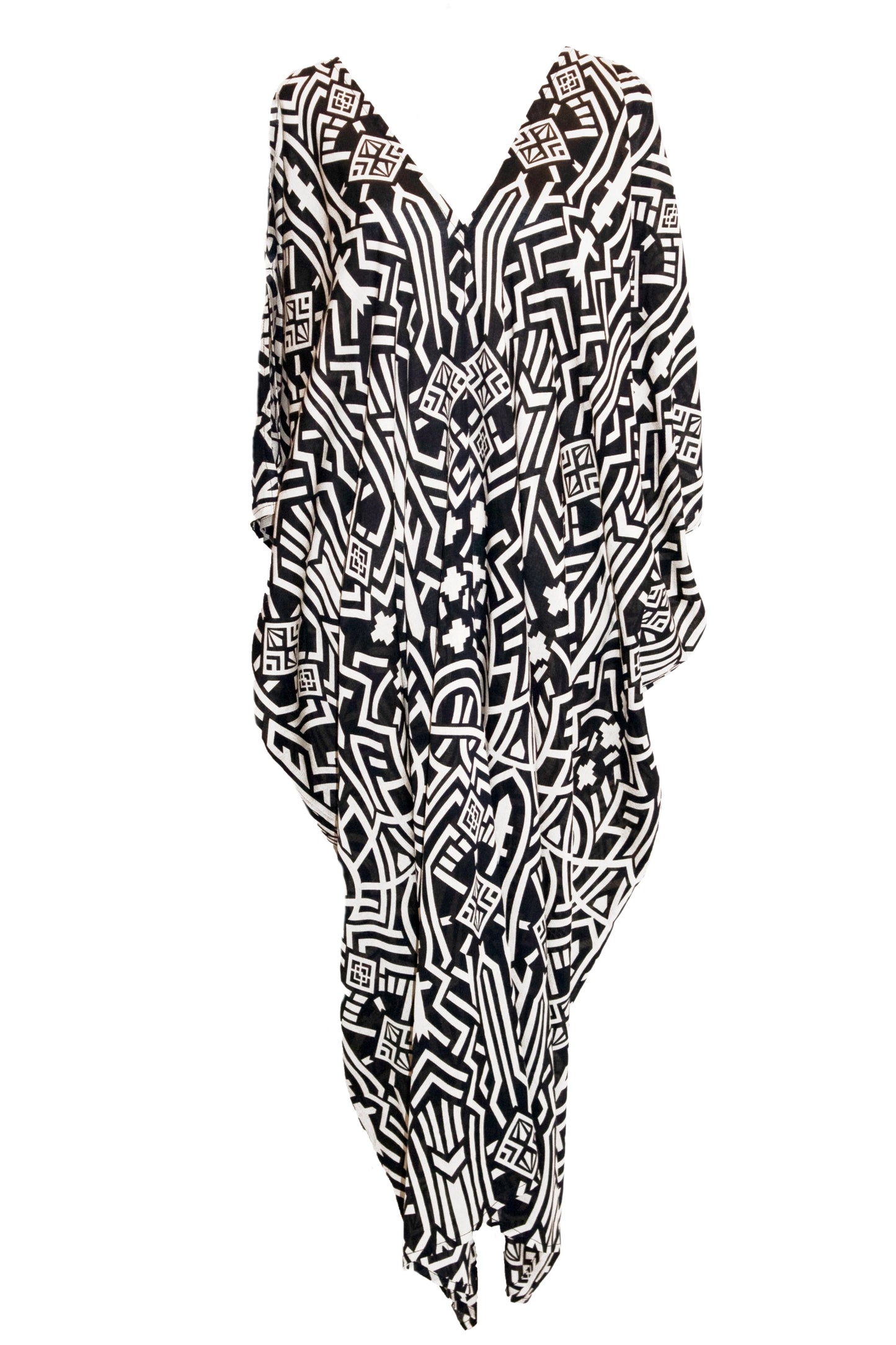 Zuri Kaftan Maxi Dress - Black & Cream