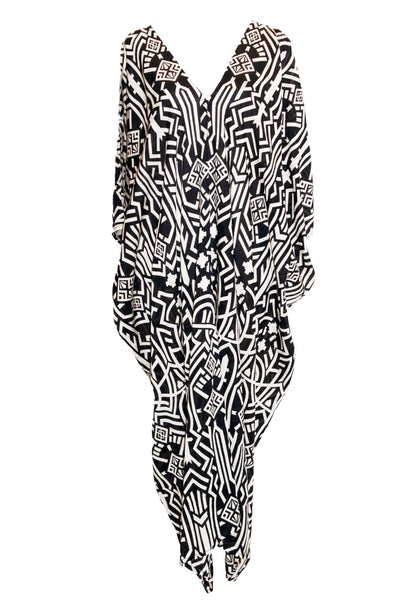 Zuri Kaftan Maxi Dress - Black & Cream
