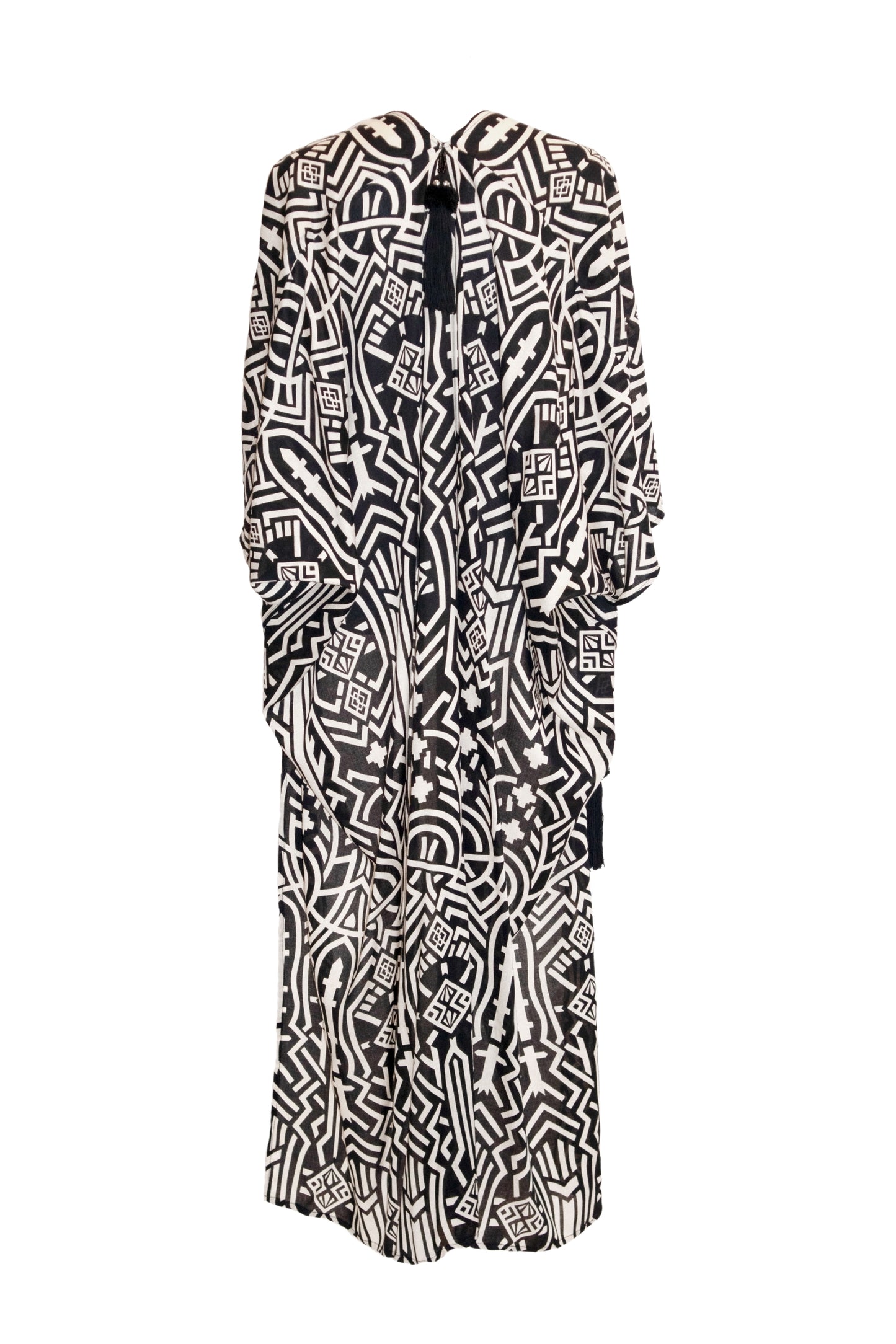 Zuri Kaftan Robe - Black & Cream