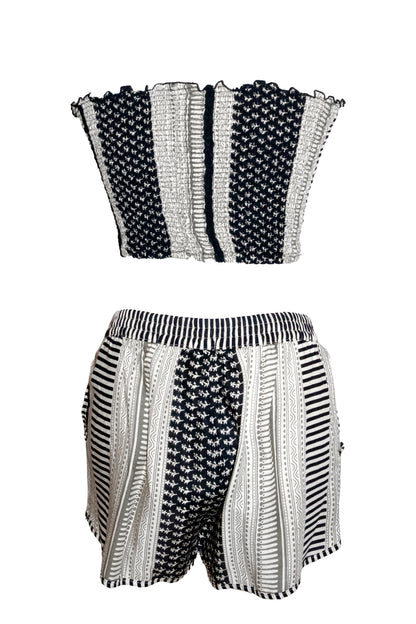 Anya Shorts & Bandeau Top Set - Black & Cream