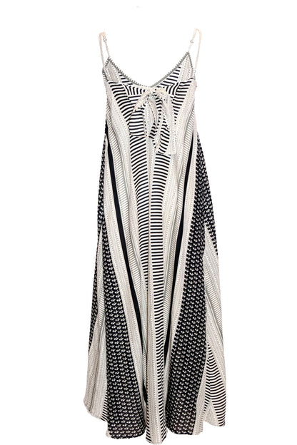 Anya Tie-Back Maxi Dress - Cream & Black