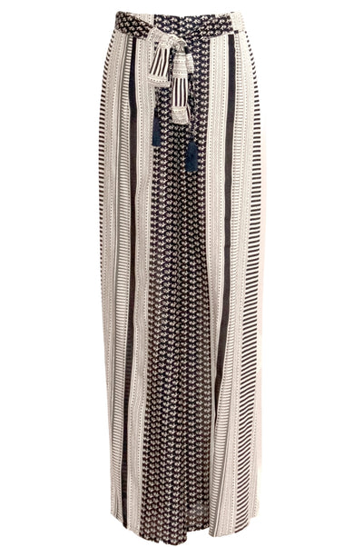 Anya Wide-Leg Tassel Trousers - Cream & Black