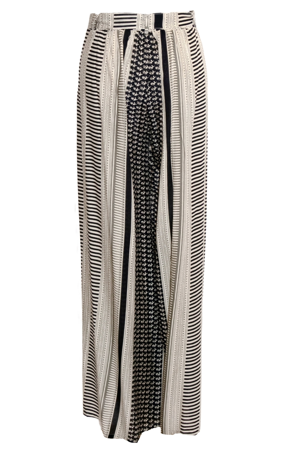 Anya Wide-Leg Tassel Trousers - Cream & Black