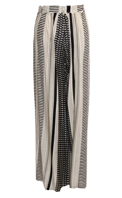 Anya Wide-Leg Tassel Trousers - Cream & Black