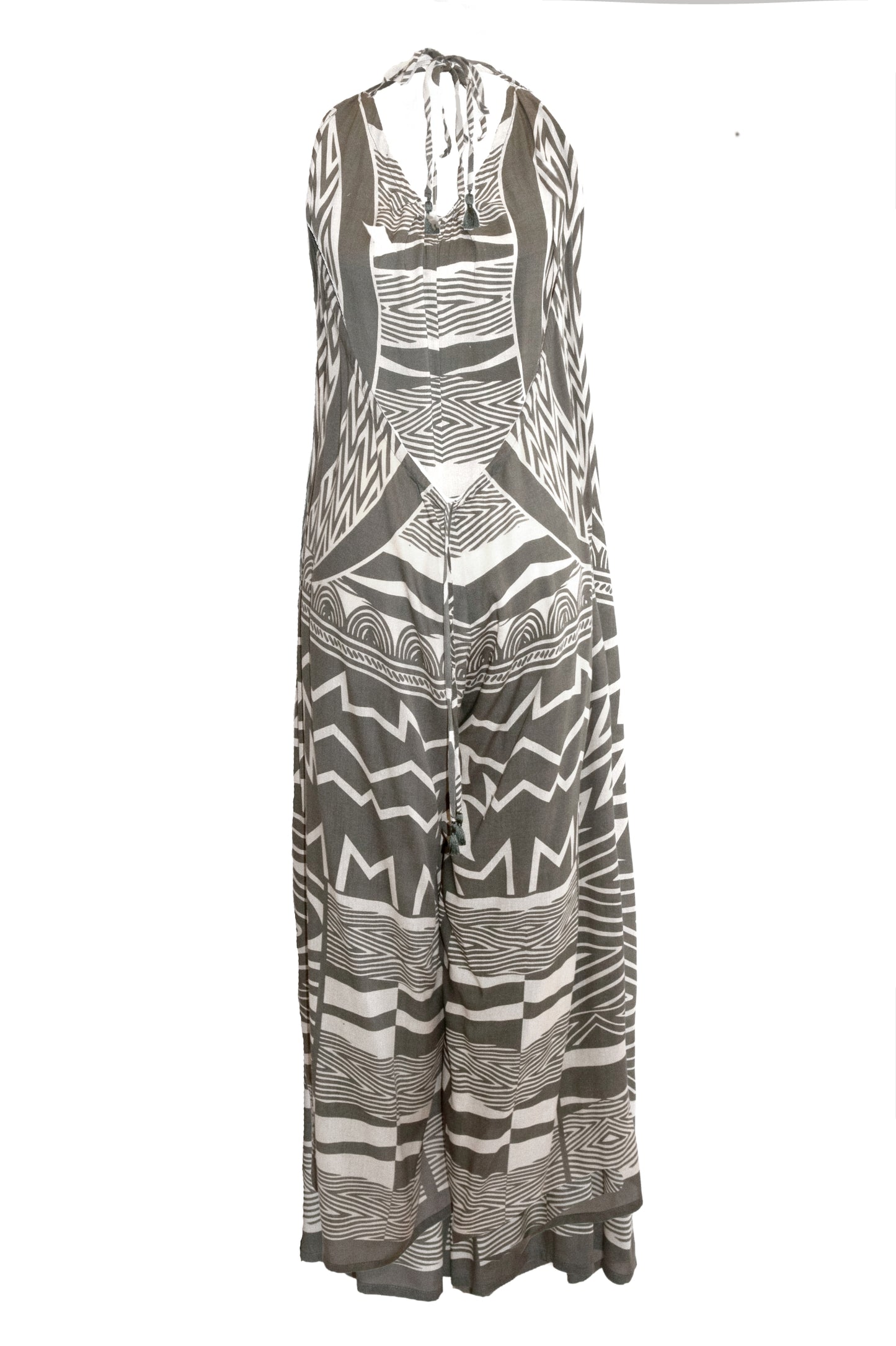 Kimani Halterneck Tie Jumpsuit - Khaki & Cream