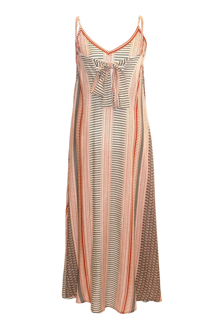 Anya Tie-Back Maxi Dress - Cream & Ochre
