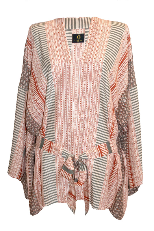 Anya Kimono Top - Cream & Ochre