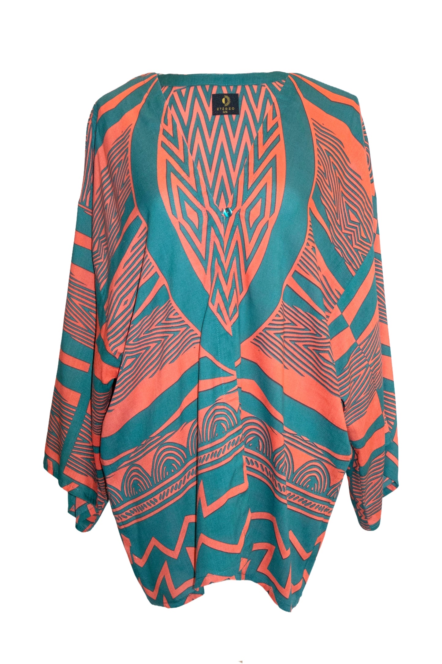 Kimani Relaxed Shirt - Teal & Coral