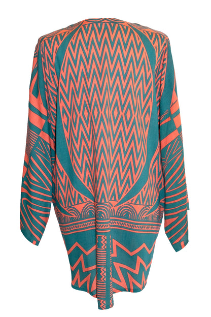 Kimani Relaxed Shirt - Teal & Coral