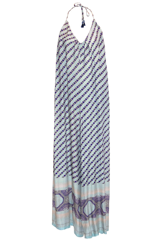 Laila Halterneck Tie Jumpsuit - Blue