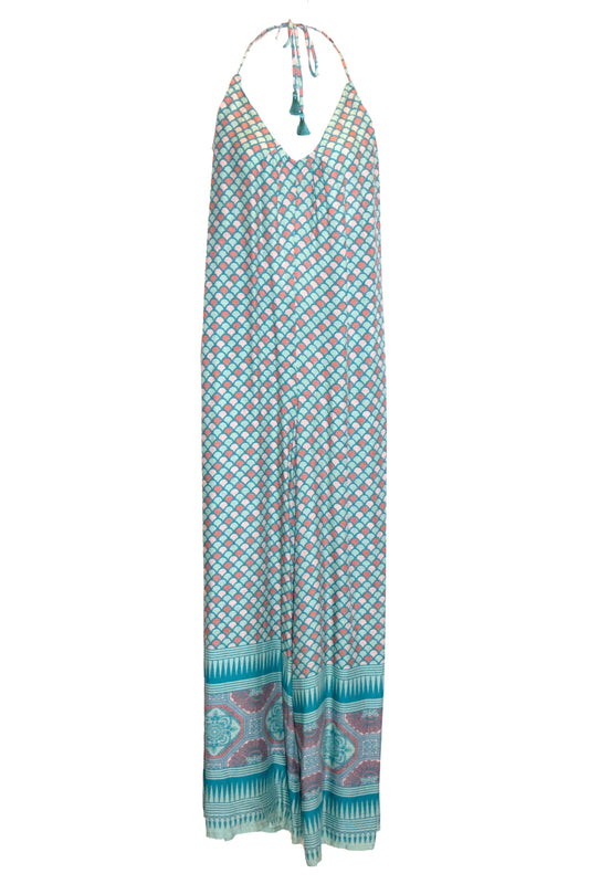 Laila Halterneck Tie Jumpsuit - Teal
