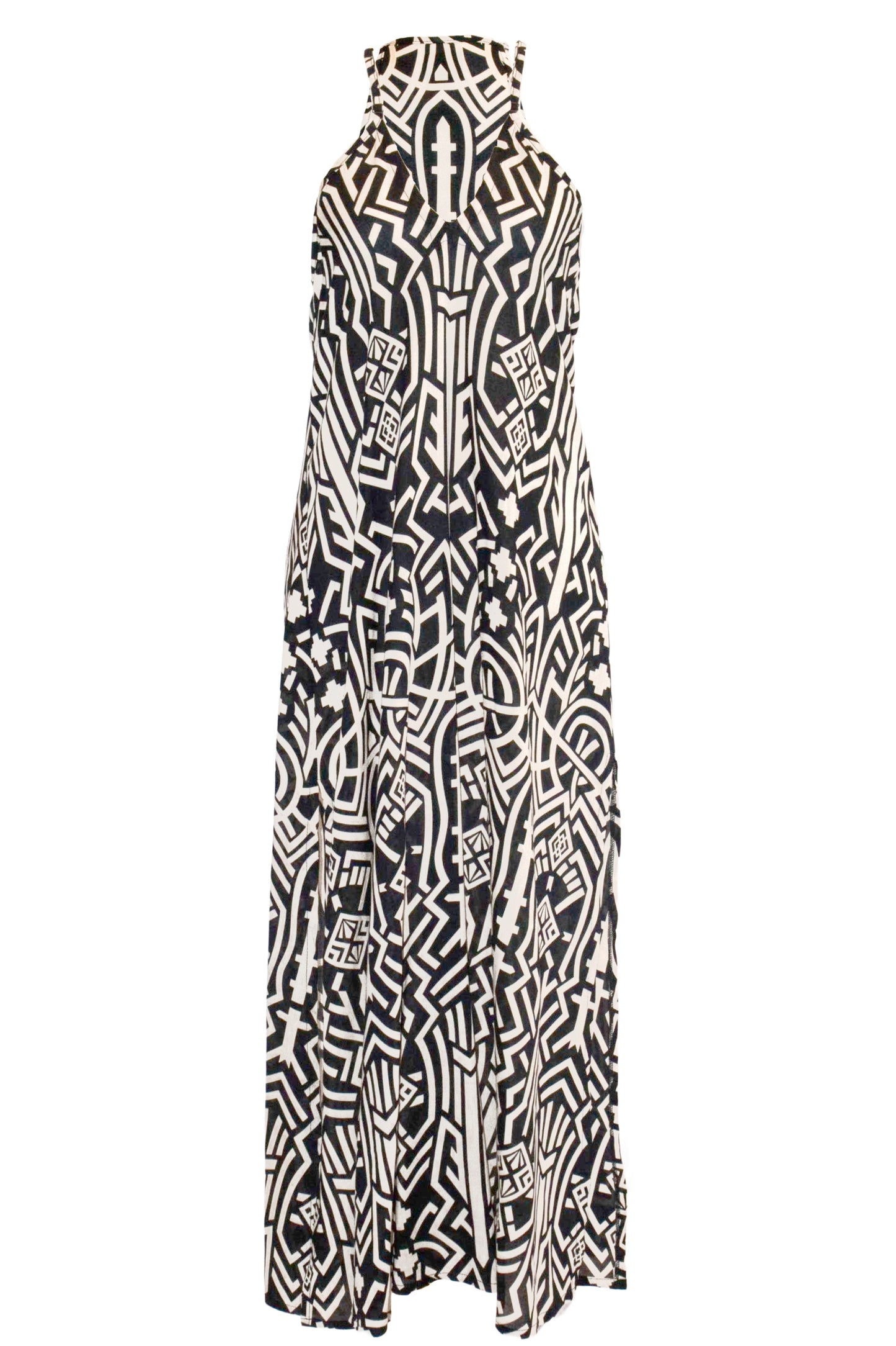 Zuri Side Split Maxi Dress - Black & Cream