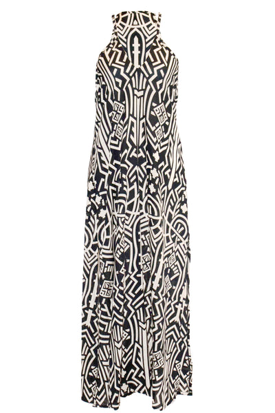 Zuri Side Split Maxi Dress - Black & Cream