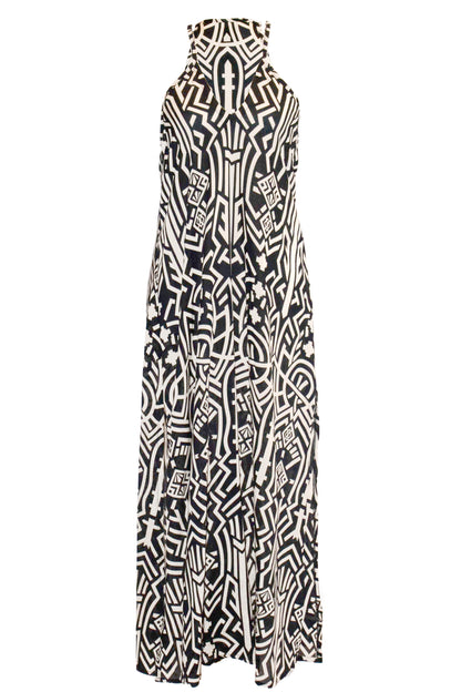 Zuri Side Split Maxi Dress - Black & Cream
