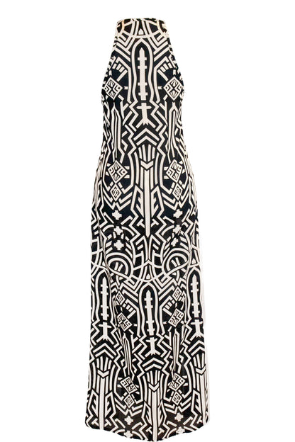 Zuri Side Split Maxi Dress - Black & Cream
