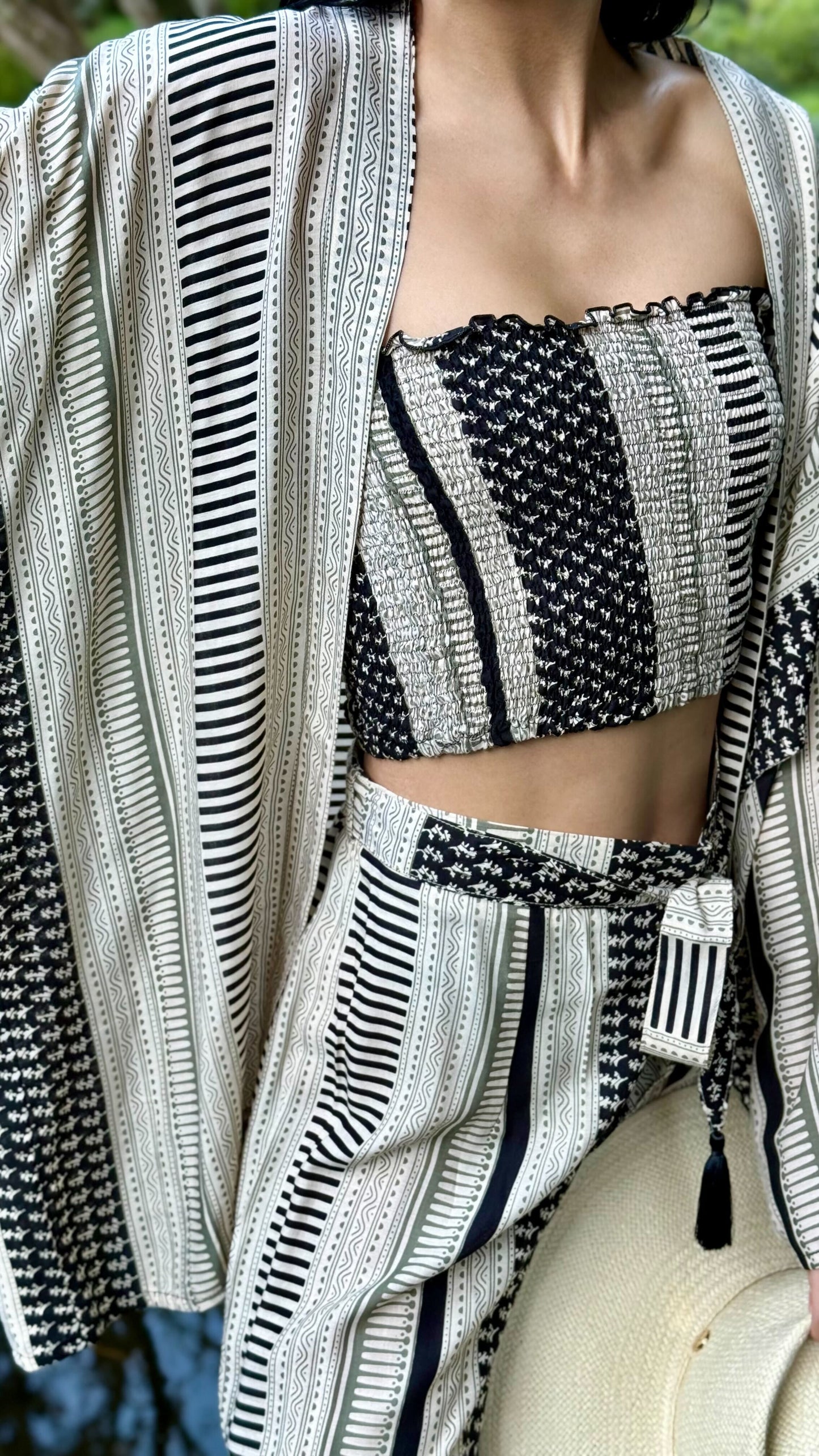 Anya Kimono Top - Cream & Black